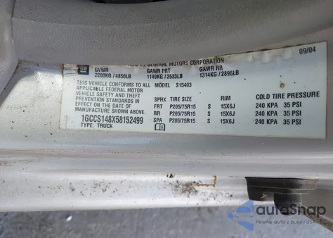 2005 Chevrolet Colorado z USA, uszkodzony, nr VIN 1GCCS148X58152499